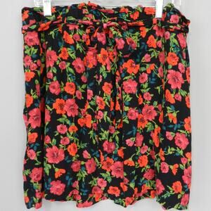 Express Floral Skirt Size XL Pleated Tie Waist Boho Flirty Summer Mini Cottage
